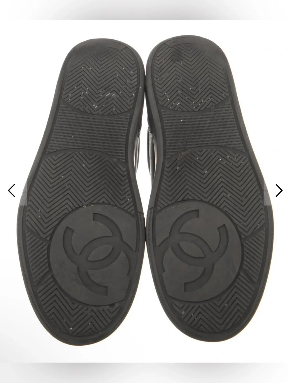 💄Auth CHANEL Black Leather women’s Sneakers with Gold Logo EUR  41 US 11